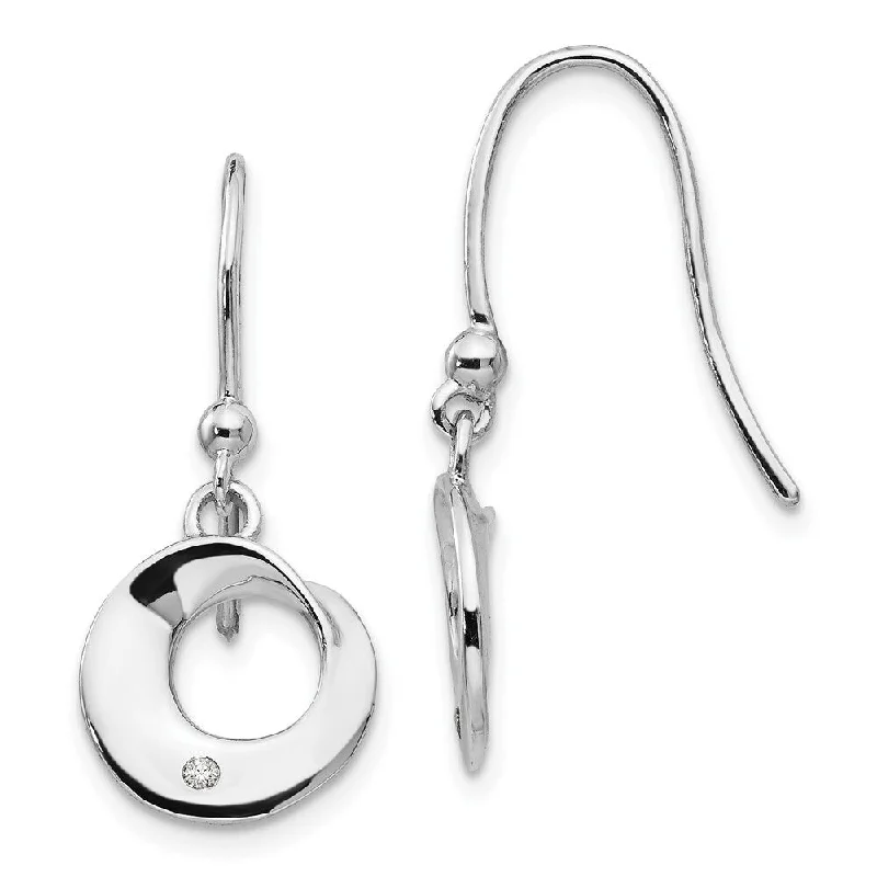 925 Sterling Silver Diamond Earrings (L-28 mm, W-11 mm)