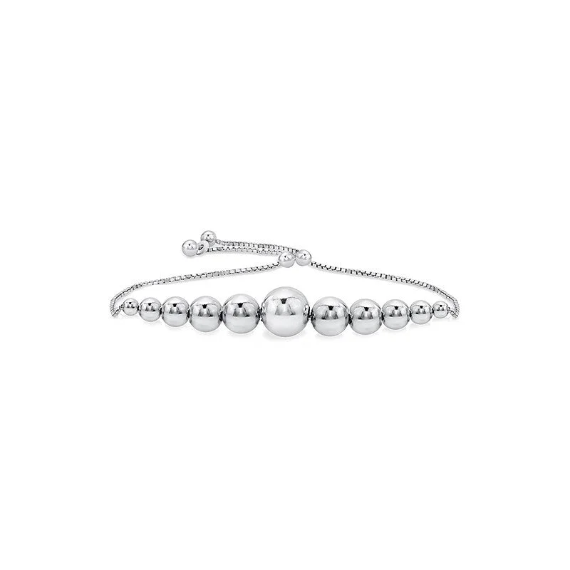 Italian Sterling Silver Adjustable Graduated Bead Bracelet