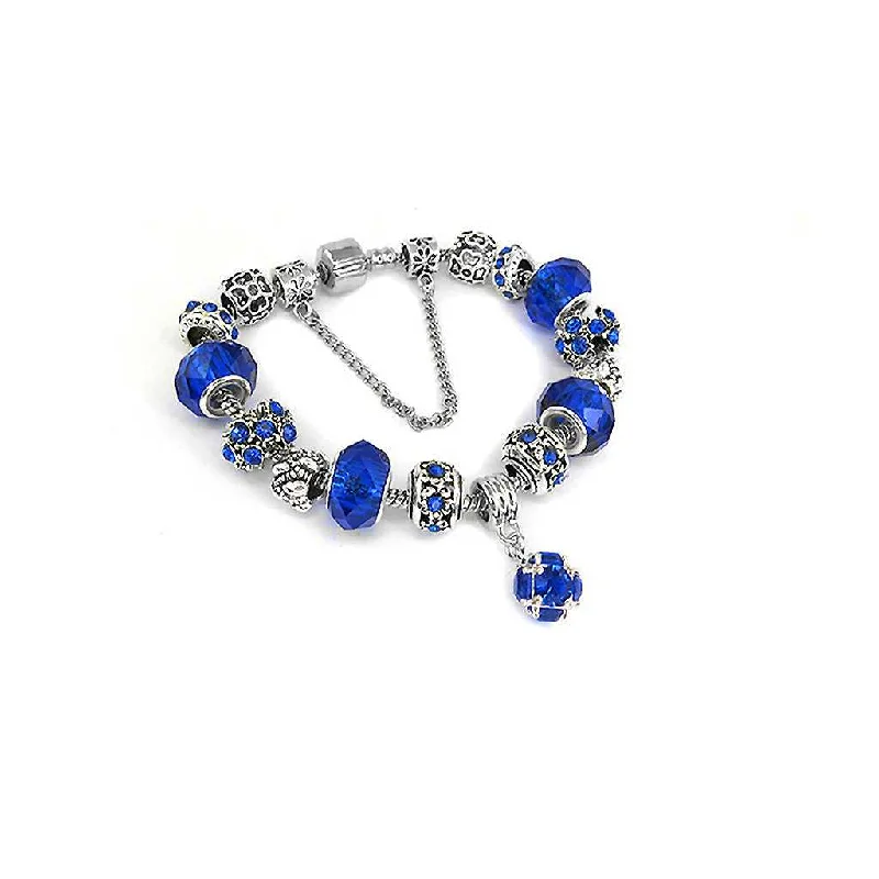 Crystal Bead Bracelet With Ball Charm and Austrian Crystals