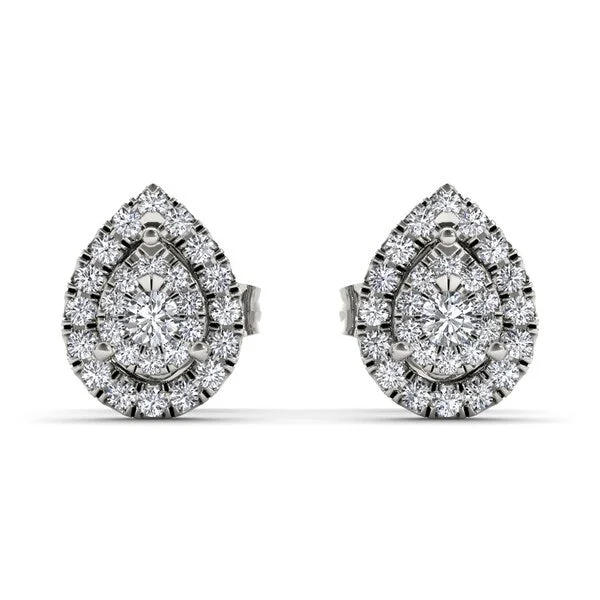 De Couer 10k White Gold 1/4ct Diamond Pear Shape Stud Earrings