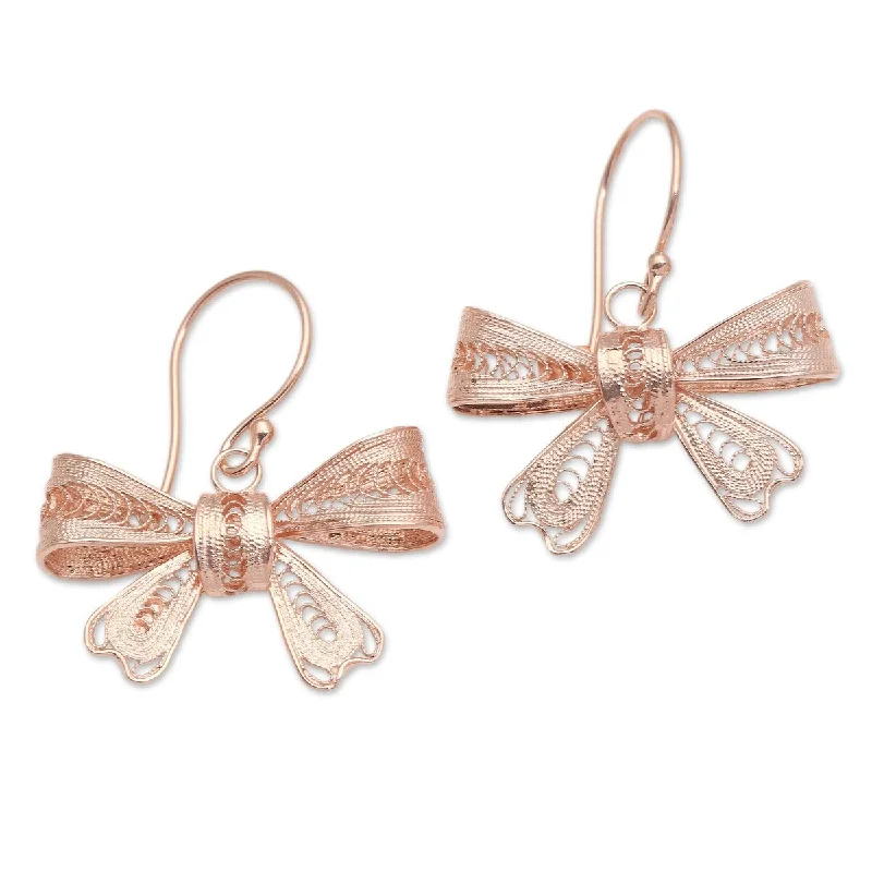 NOVICA Lovely Ribbon, Rose gold plated filigree dangle earrings - 0.2