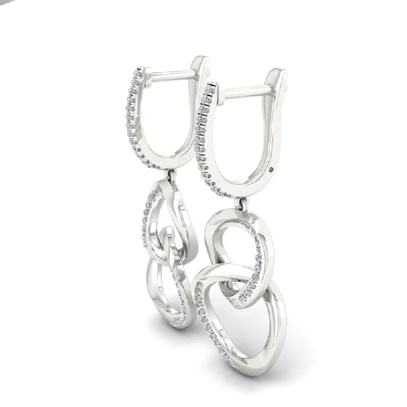 Sterling Silver 1/5ct TDW Diamond Dangle Hoop Earrings