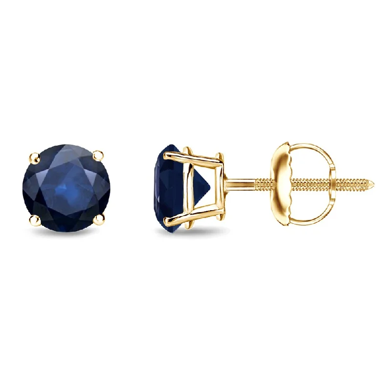 Auriya 14k Gold Round Sapphire Stud Earrings 3/4ctw