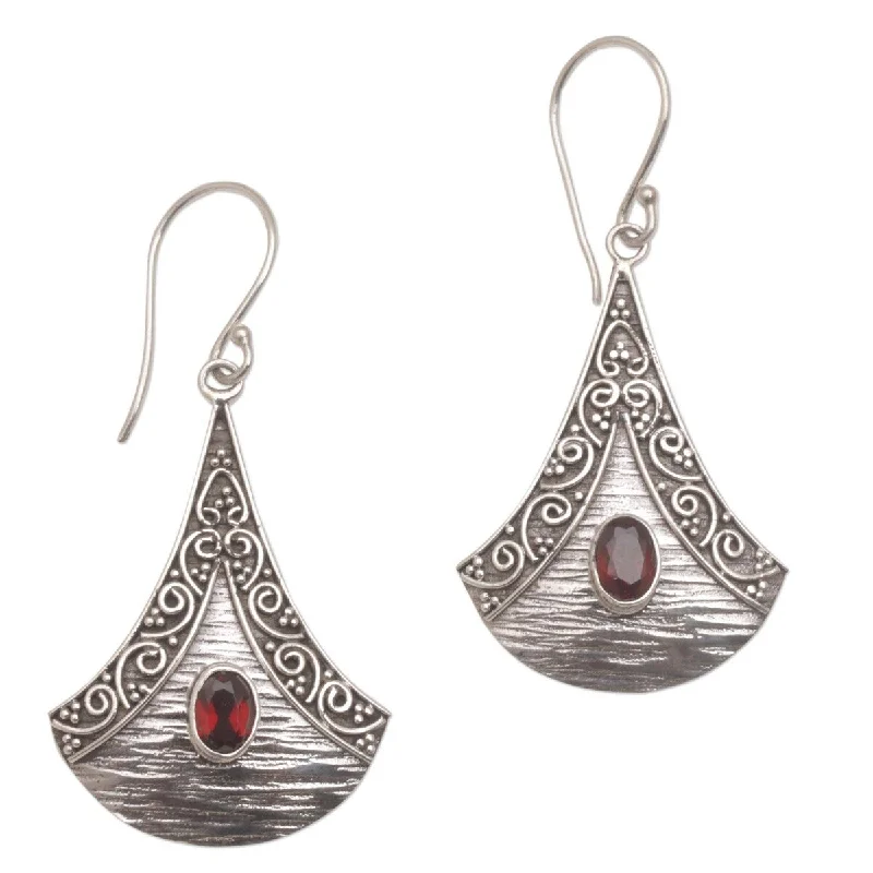 NOVICA Blade Falling, Garnet dangle earrings - 1.8*0.9