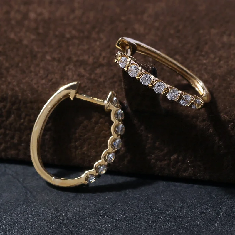 1/2 ct TDW Diamond Hoop Earrings in 10k Yellow Gold by De Couer