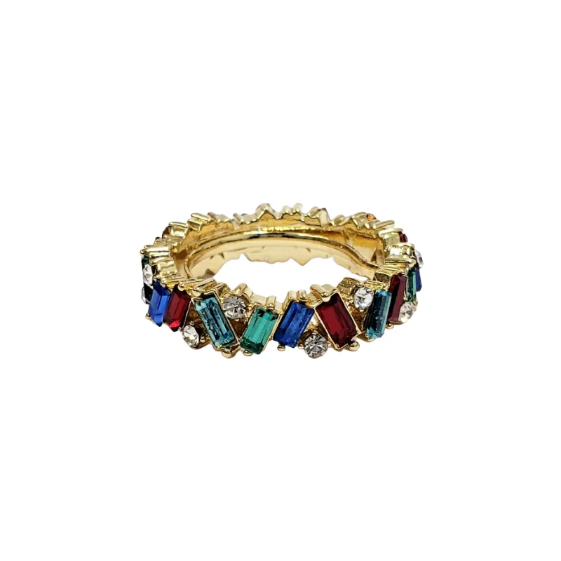 Gold With Multicolor Baguette Ring