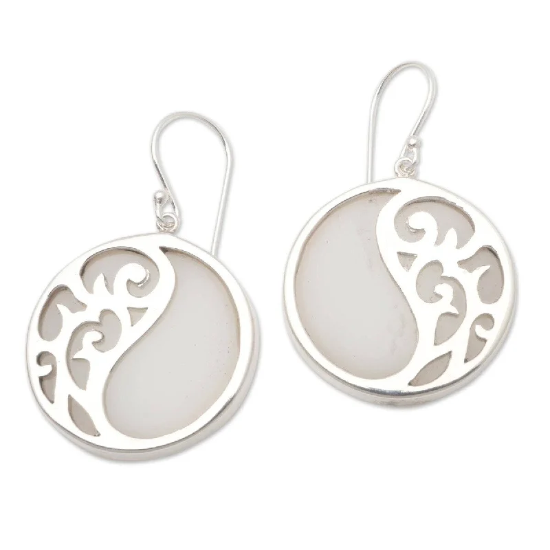 NOVICA Elegant Yin and Yang, Sterling silver and resin dangle earrings - 1.5*0.9