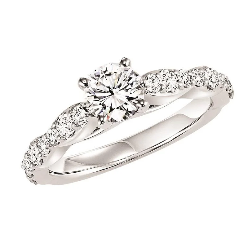 14K White Gold Diamond Engagement Ring - 5/8 ctw