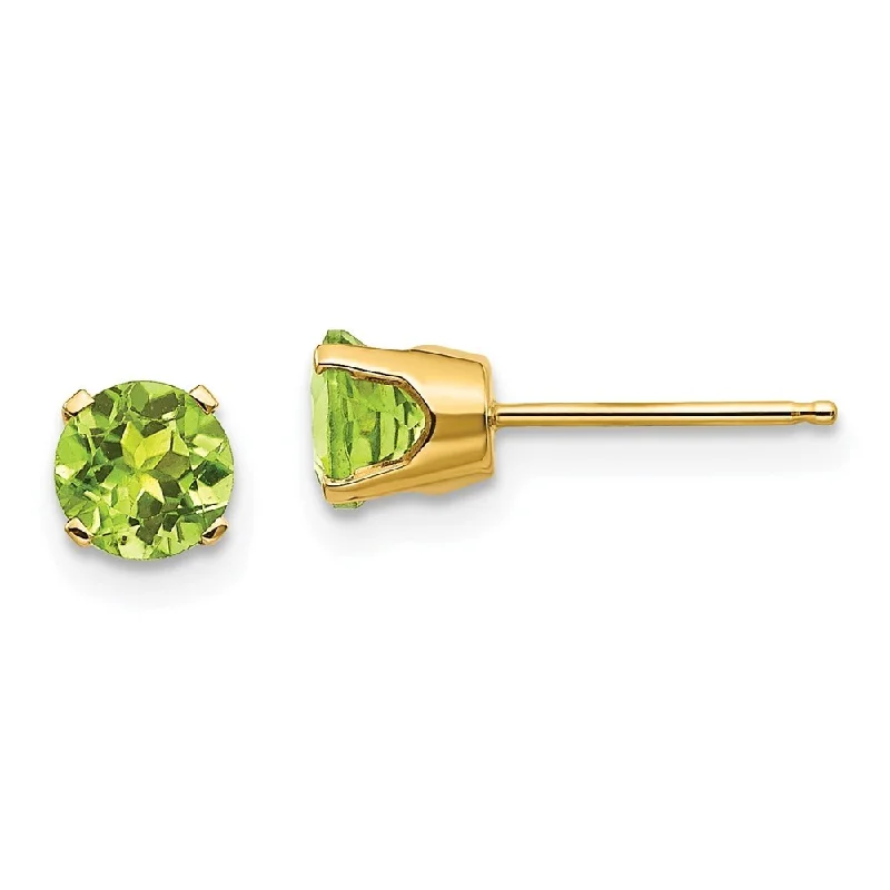 14k Yellow Gold Peridot Stud Earrings (L-5 mm, W-5 mm)