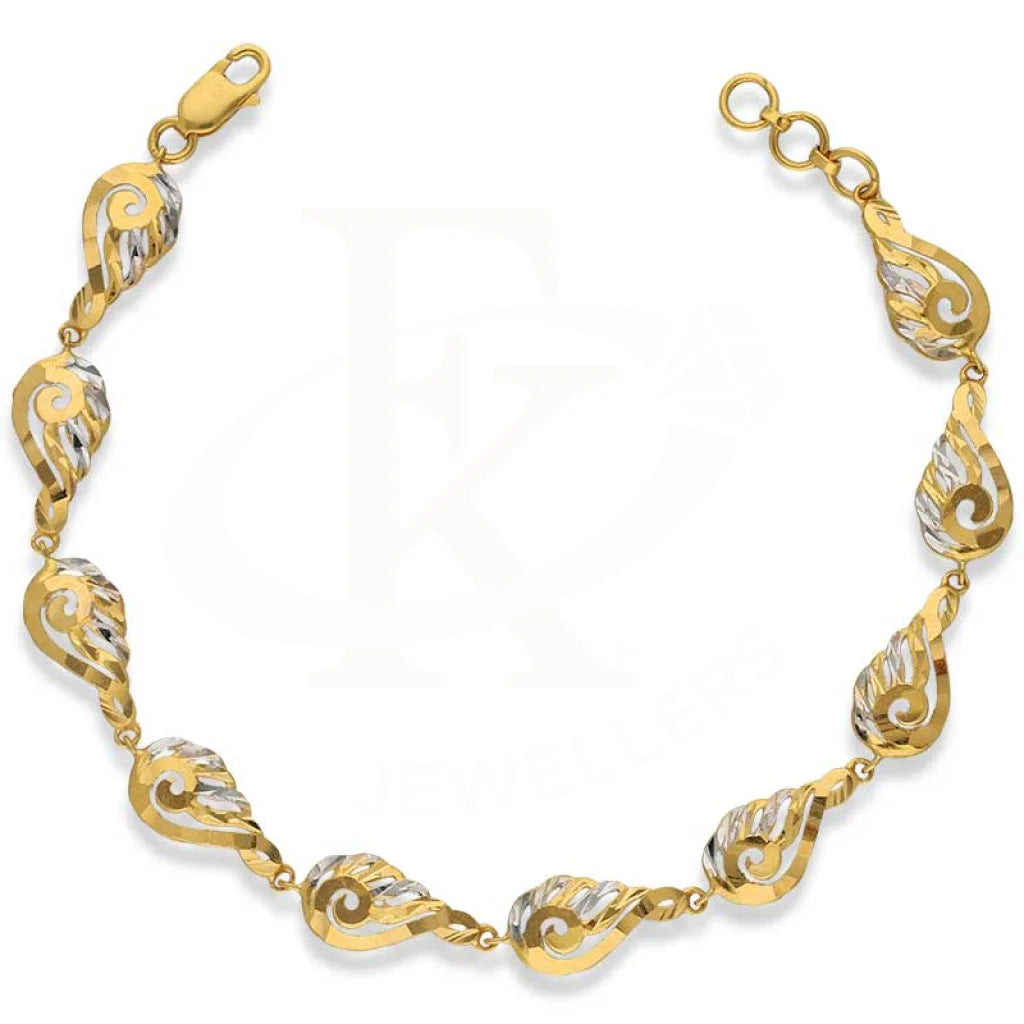 Dual Tone Gold Leaf Shaped Bracelet 22KT - FKJBRL22K3036