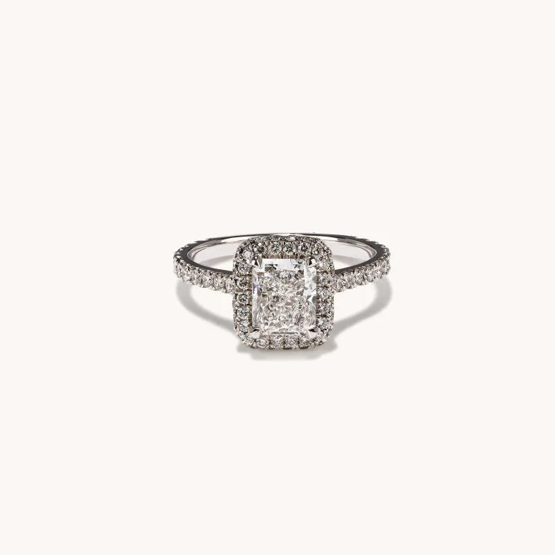 1.51 Radiant Natural Diamond Engagement Ring with 2D Halo