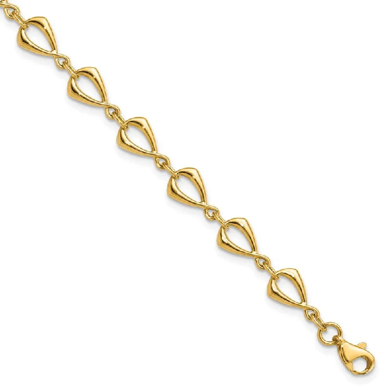 14k Yellow Gold 6mm Polished Fancy Link Chain Bracelet, 7.5 Inch