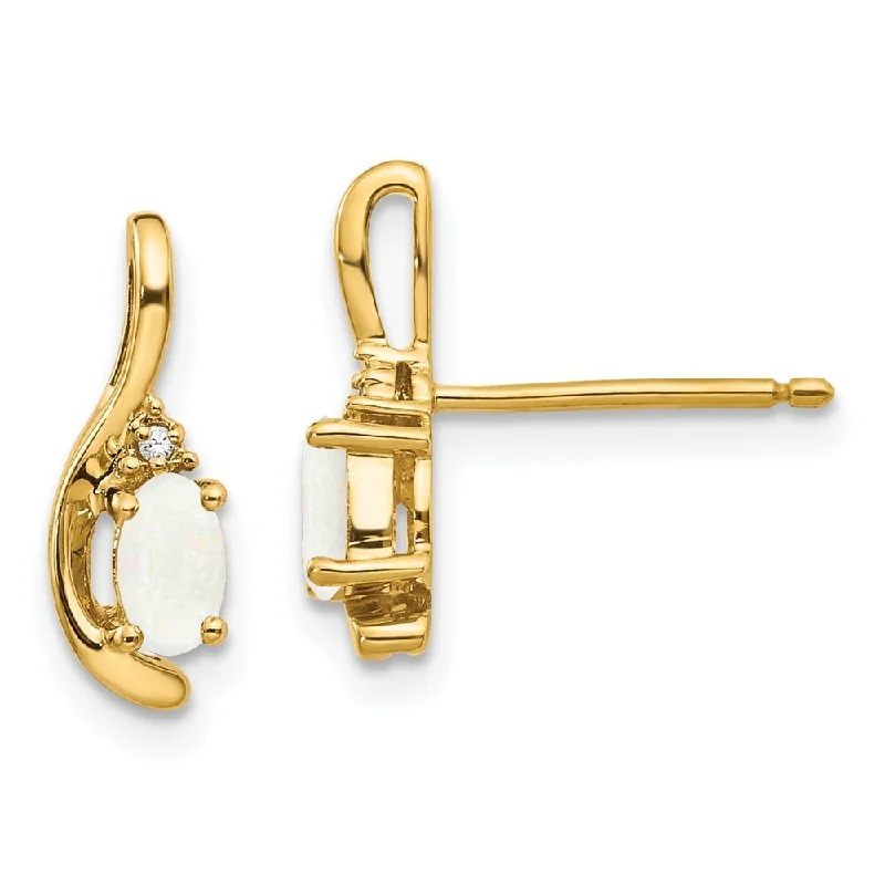 14k Yellow Gold Diamond And Gemstone Earrings (L-14 mm, W-5 mm)