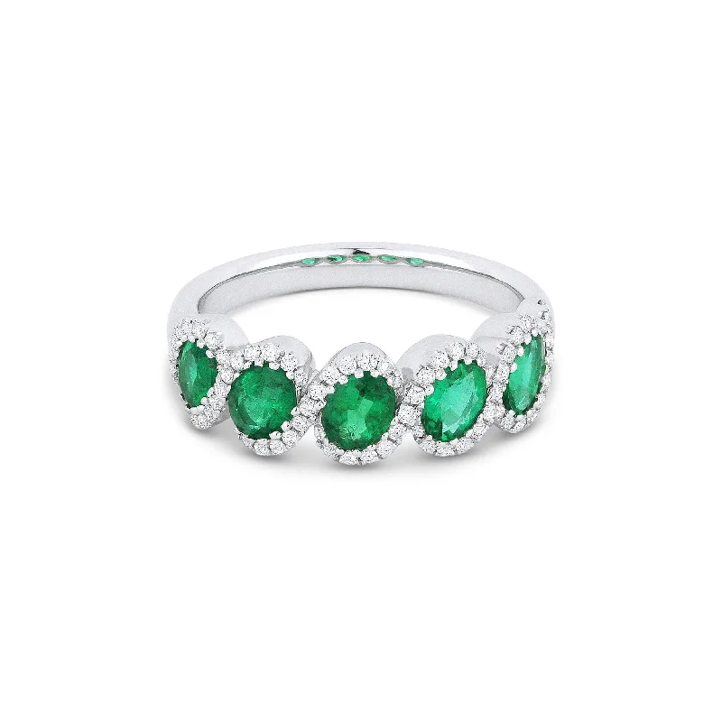 Oval Emerald and Diamond Band