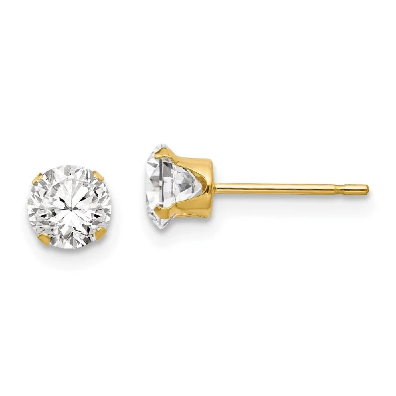 14k Yellow Gold Cubic Zirconia Stud Earrings (L-5.25 mm, W-5.25 mm)