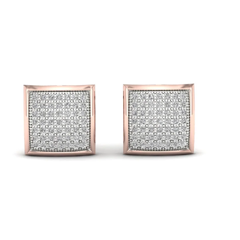 10k Rose Gold 1/3ct TDW Diamond Cluster Stud Earrings - Pink