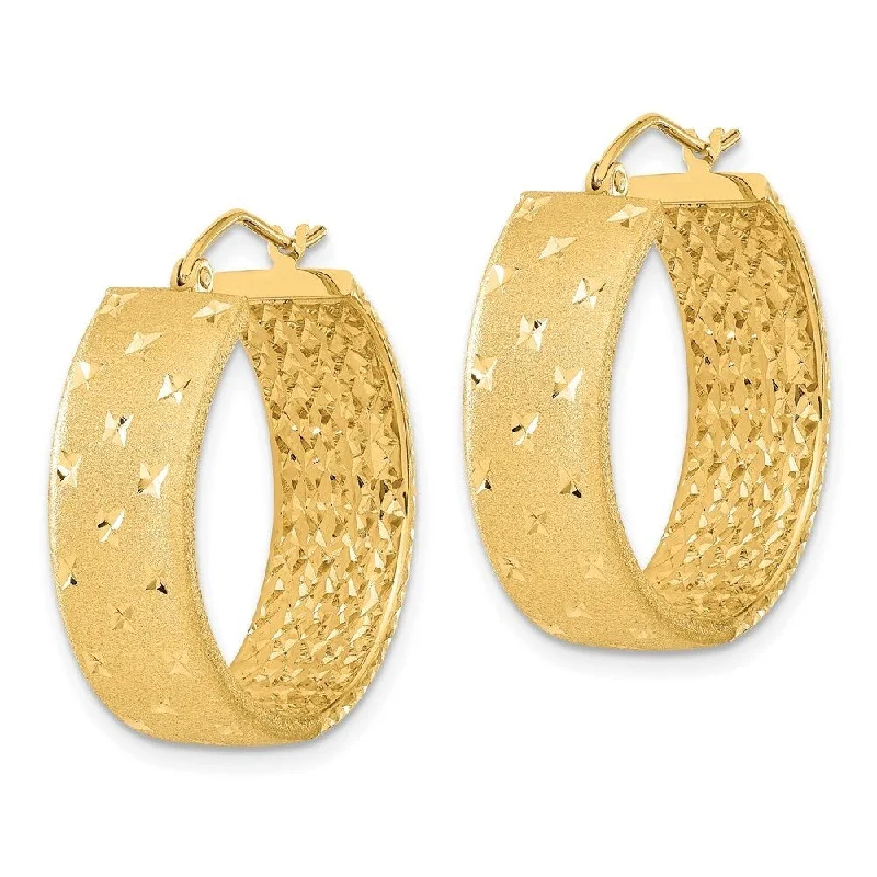 Diamond2Deal 14K Yellow Gold Satin Hoop Earrings (L-26.12 mm, W-24.93 mm)