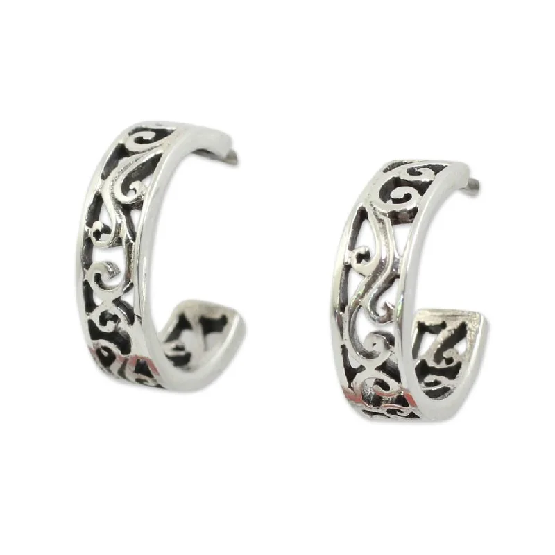 Handmade Sterling Silver 'Thai Filigree' Earrings (Thailand)