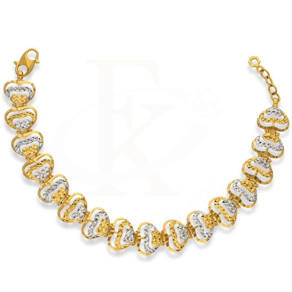 Dual Tone Gold Hearts Shaped Bracelet 22KT - FKJBRL22K3033