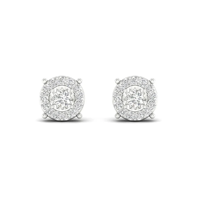 De Couer 10k White Gold 1/4ct TDW Diamond Stud Earrings - White H-I