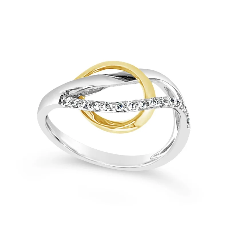 Two-Tone Gold and Diamond Swirl Style Ring