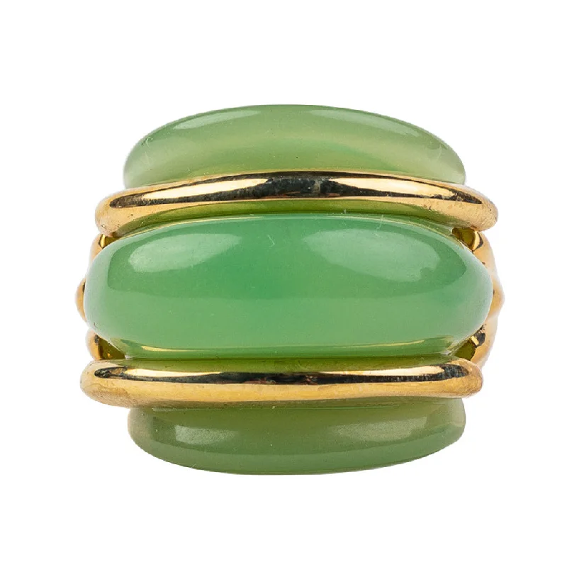 Gold and Jade Double Ribbed Ring