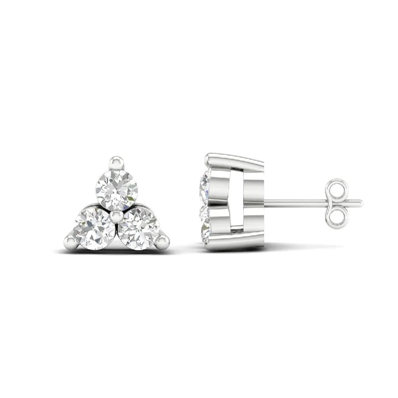 De Couer 10k White Gold 1/2ct TDW Diamond Three Stone Stud Earrings