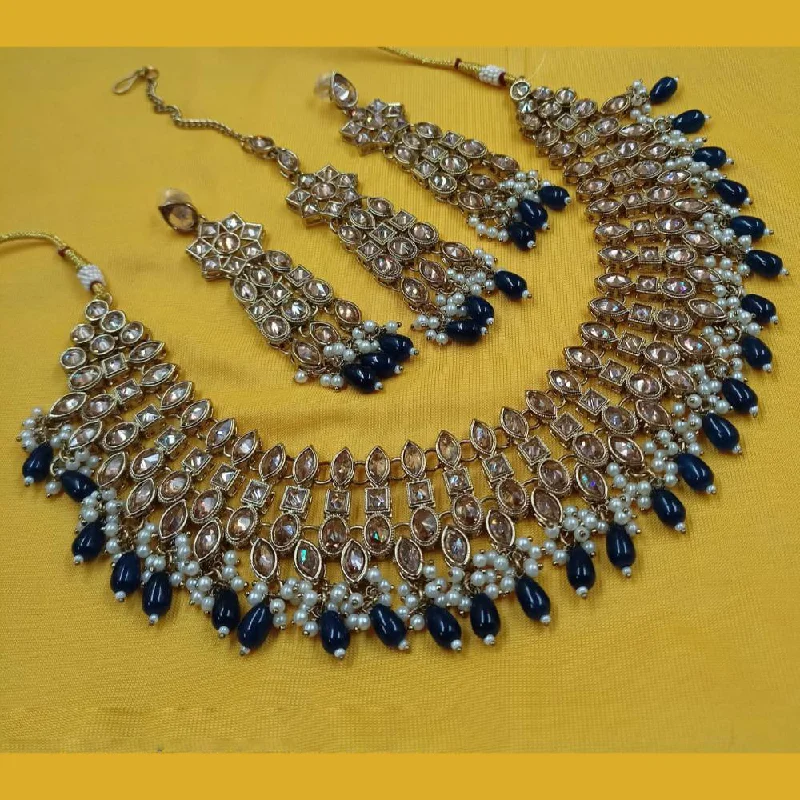 Padmawati Bangles Gold Plated Crystal Stone And Pearls Necklace Set