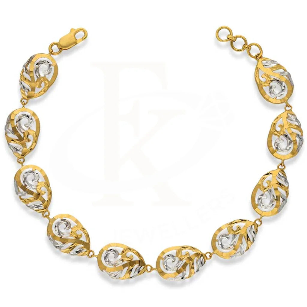 Dual Tone Gold Leaf Shaped Bracelet 22KT - FKJBRL22K3034