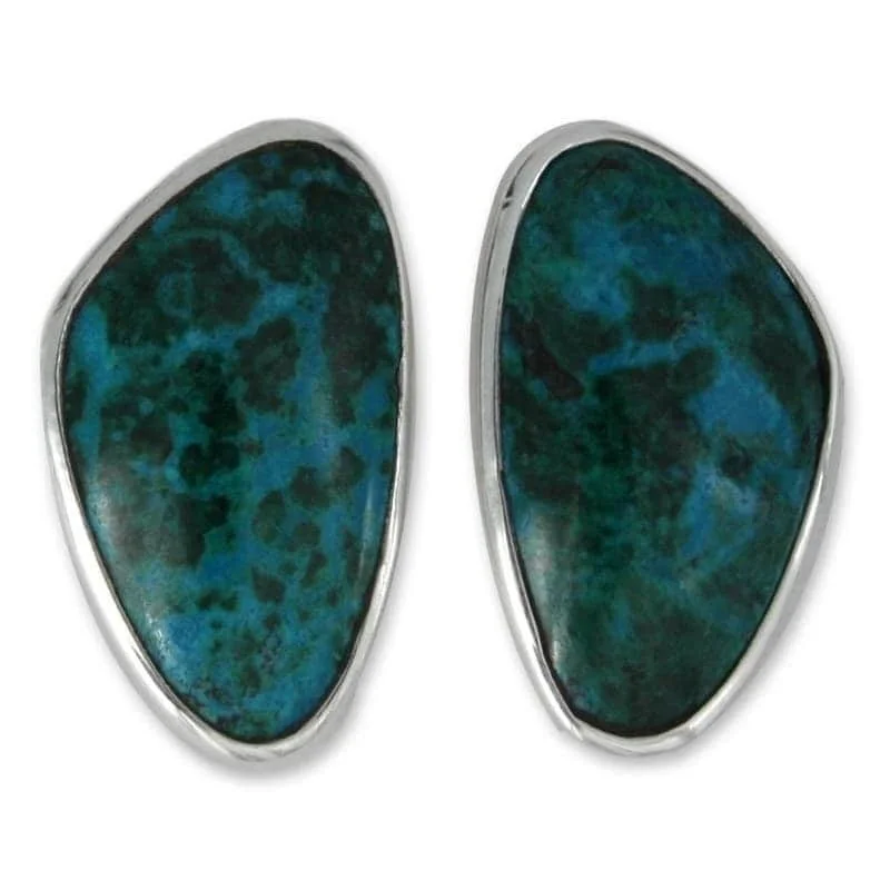 Silver 'Allure of Tulum' Chrysocolla Earrings