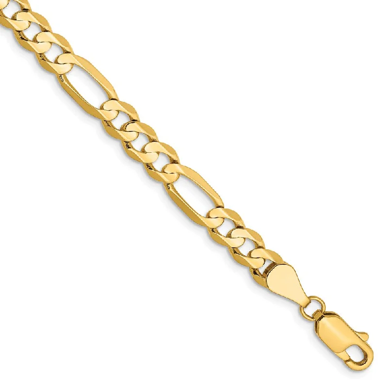 5.5mm, 14k Yellow Gold, Open Concave Figaro Chain Anklet or Bracelet