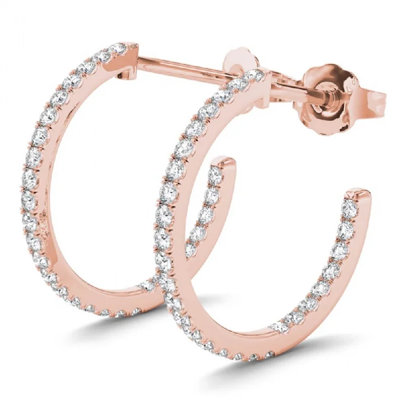 De Couer 10k Rose Gold 1/2ct TDW Diamond Hoop Earrings - Pink