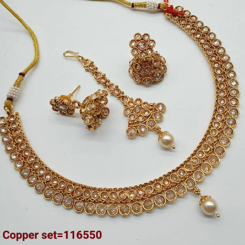 Padmawati Bangles Copper Gold Crystal Stone Necklace set