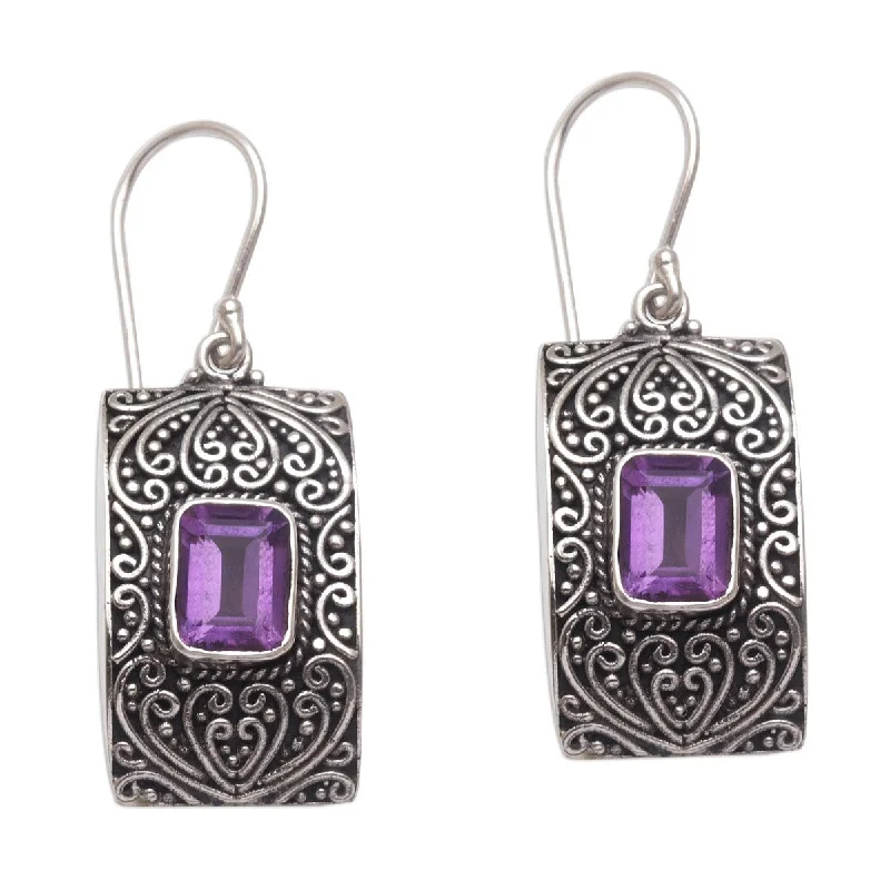 NOVICA Mystical Sanctuary, Amethyst dangle earrings - 1.6*0.6