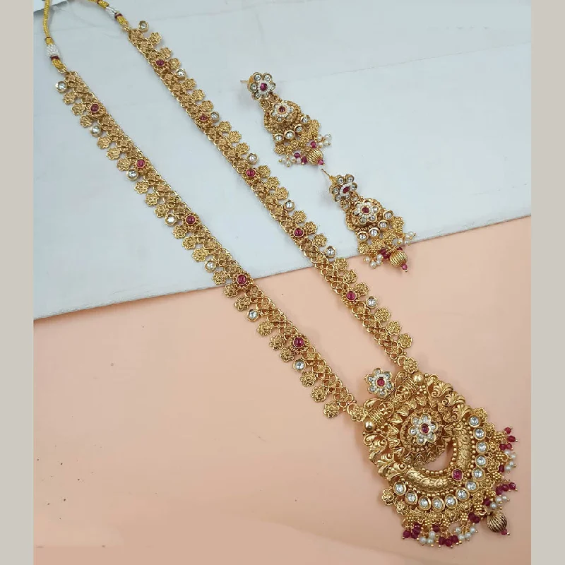 Padmawati Bangles Gold Plated Pota Stone And Pearls Long Necklace Set