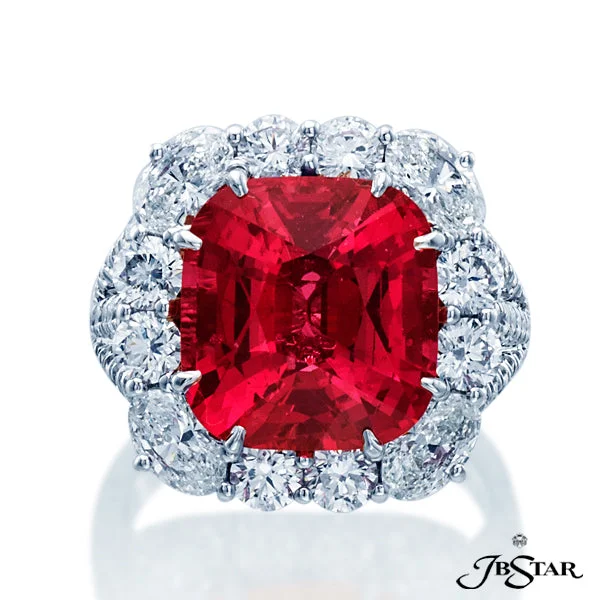 Red Spinel and Diamond Ring