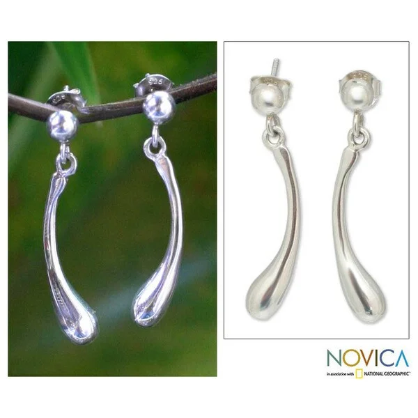 Sterling Silver 'Raindrops' Dangle Earrings