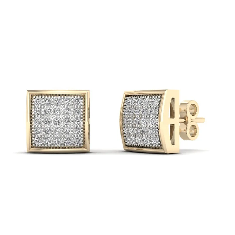 10k Yellow Gold 1/6ct TDW Diamond Cluster Stud Earrings