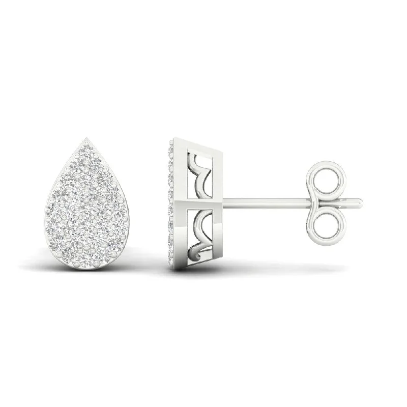 De Couer 1/6ct TDW Diamond Cluster Earrings - White