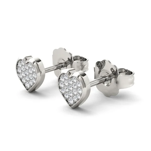 De Couer 10k White Gold 1/10ct Diamond Heart Shape Stud Earrings