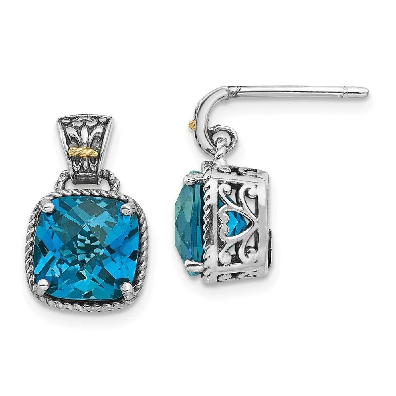 Sterling Silver w/14k London Blue Topaz Post Earrings