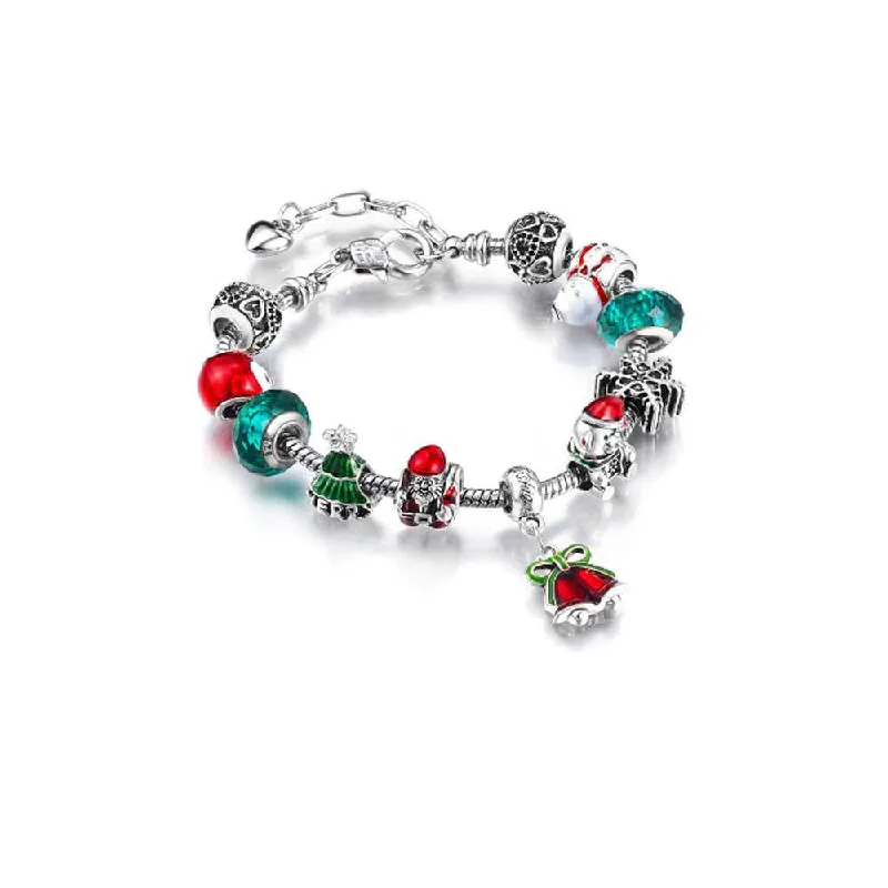 Christmas Themed Crystal Charm Bracelet Made With Swarovski Elements