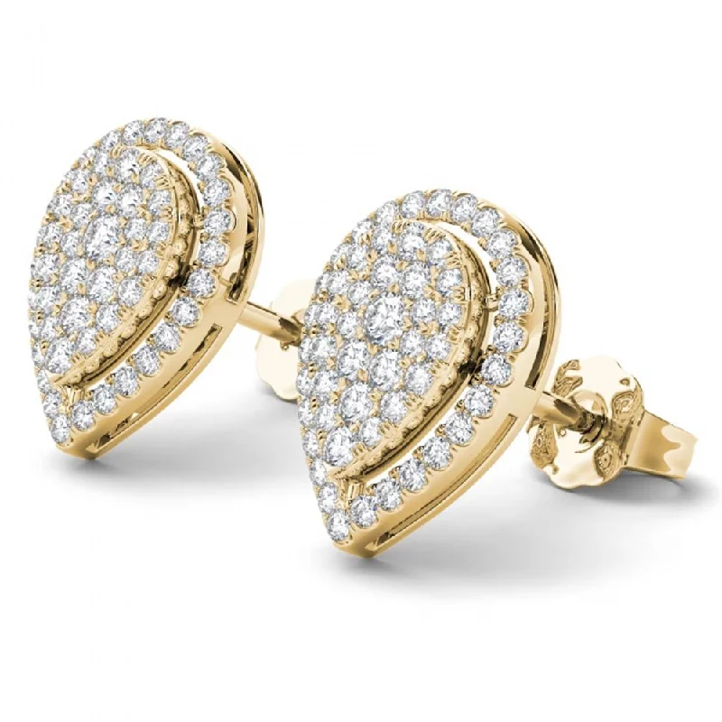 De Couer 14K Yellow Gold 1/2ct TDW Diamond Halo Earrings