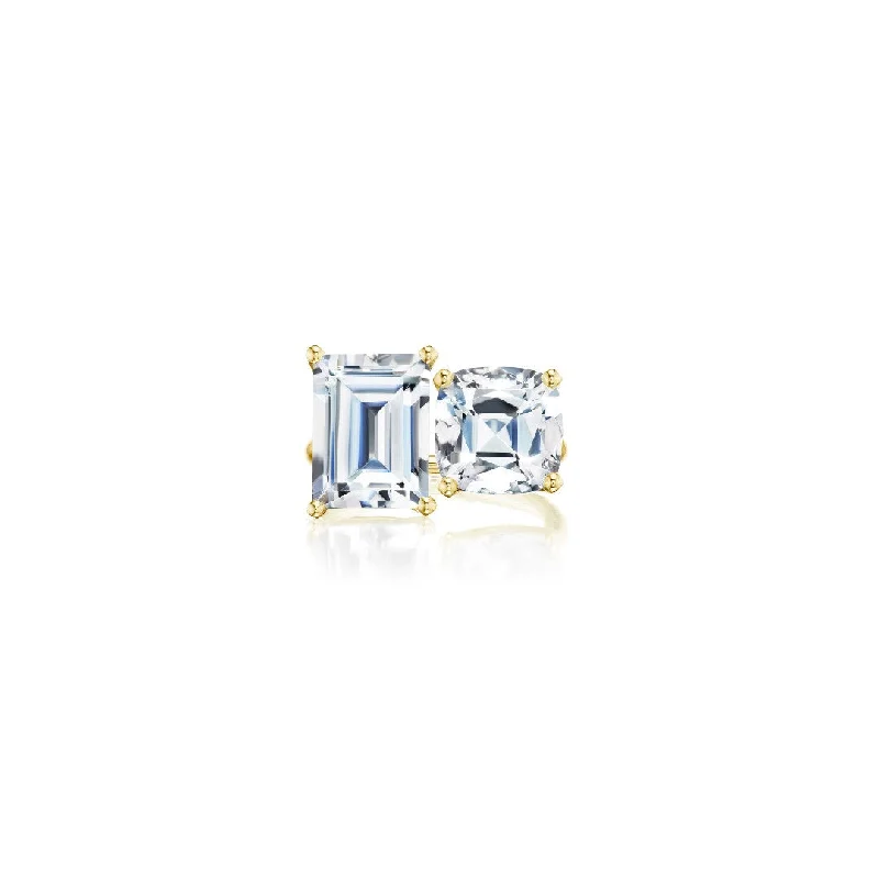 Jane Taylor Bold Two-Stone Ring with White Topaz Cushion & Baguette