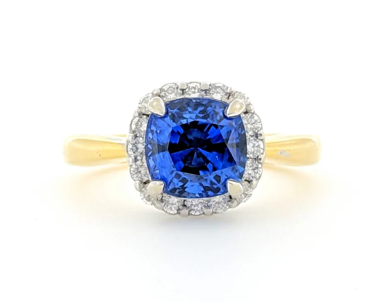 SOLD Sapphire and Diamond Halo Ring