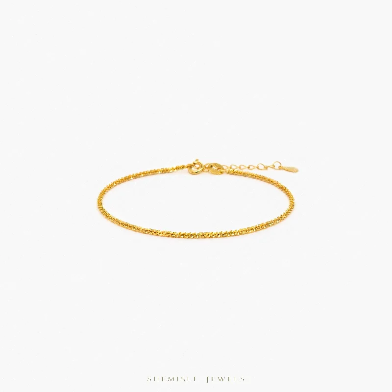 Sparkle Chain Bracelet, Unisex, Gold, Silver (6.25" + 1") SHEMISLI - SB002