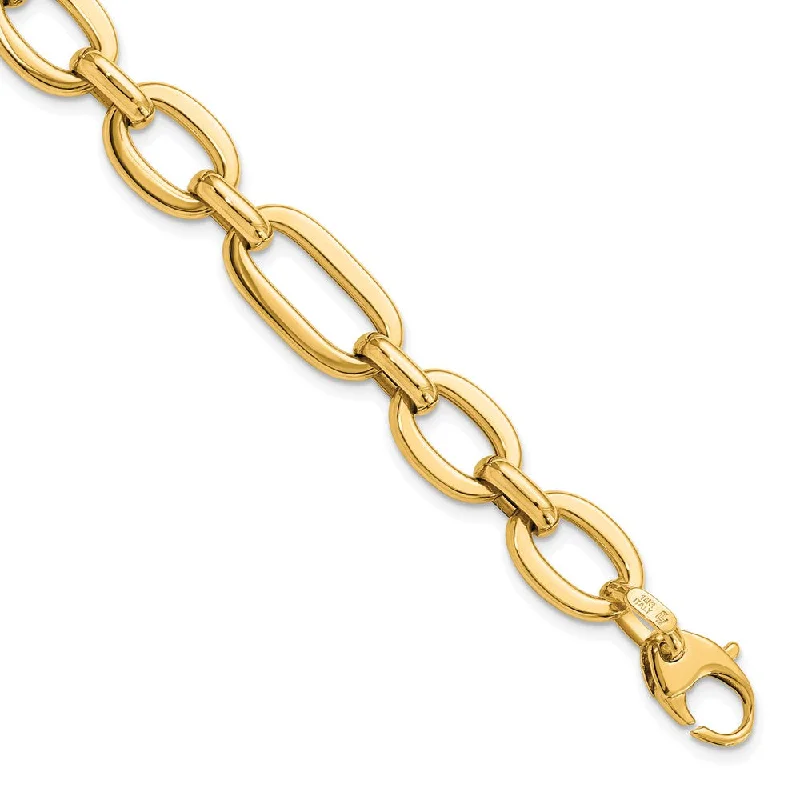 Italian 10mm Oval Link Chain Bracelet in 14k Yellow Gold, 7.5 Inch