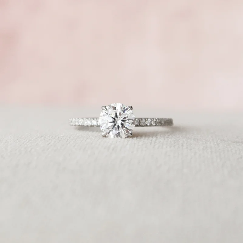 1 CT Round cut Hidden Halo Moissanite Engagement Ring