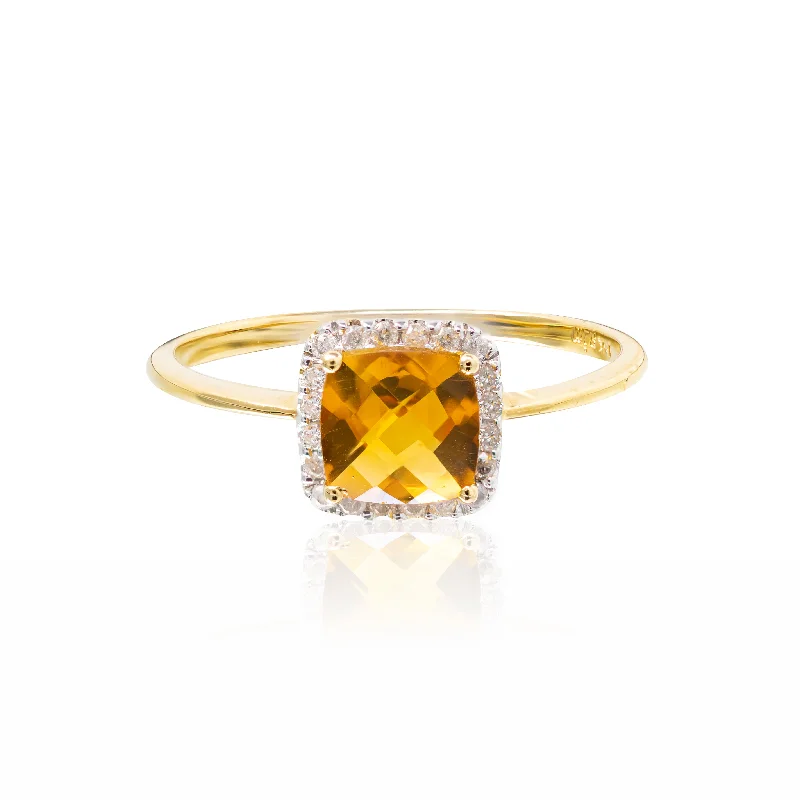 Citrine and Diamond Ring