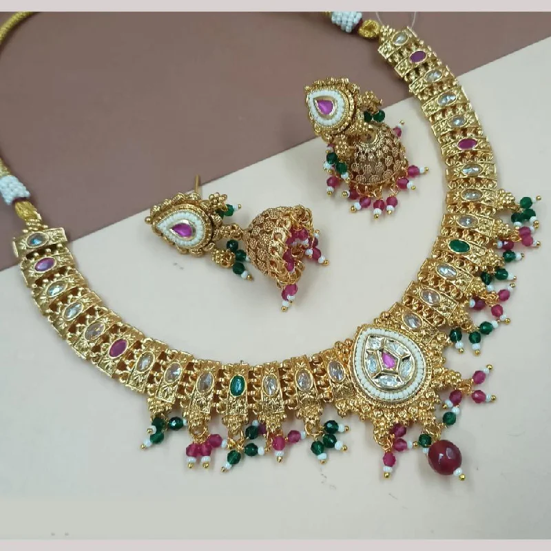 Padmawati Bangles Gold Plated Crystal Stone And Pearls Necklace Set